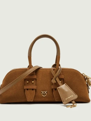 Pinko Kuferek Bowling Bag Horizontal | zamsz brązowy