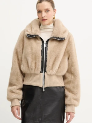 Pinko kurtka kolor beżowy przejściowa oversize 105399 A2PI