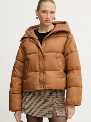 Pinko kurtka kolor brązowy zimowa oversize 105656 A2TF
