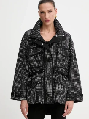Pinko kurtka kolor czarny przejściowa oversize 104598 A2BW