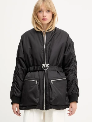 Pinko kurtka kolor czarny przejściowa oversize 105340 A2OL