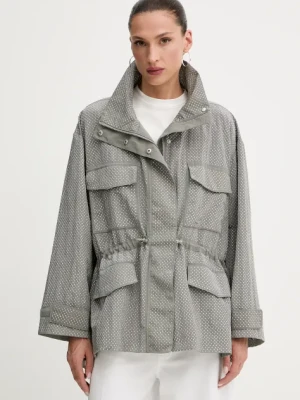 Pinko kurtka kolor szary przejściowa oversize 104598 A2BW