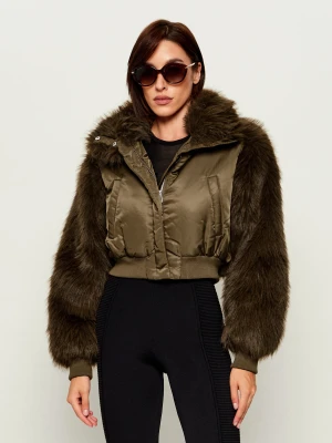Pinko Kurtka Primitivo | Cropped Fit | shearling khaki