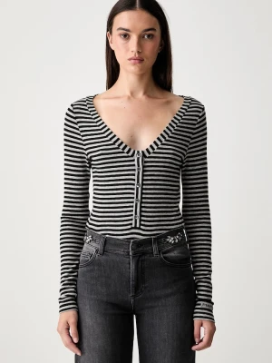 Pinko longsleeve damski z dodatkiem wełny szary
