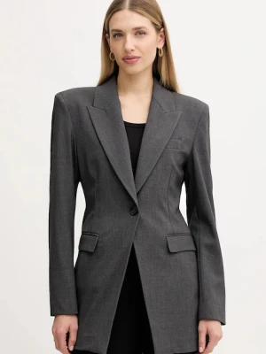 Pinko marynarka kolor szary jednorzędowa gładka 106097 A2ZT