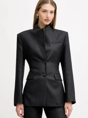 Pinko marynarka z dodatkiem wełny kolor czarny jednorzędowa gładka 106098 A305