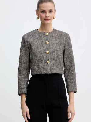 Pinko marynarka z domieszką wełny kolor szary jednorzędowa gładka 105708 A2QX