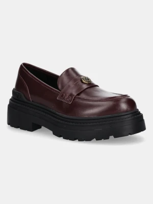 Pinko mokasyny Mia 24 damskie kolor bordowy na platformie SD0403P001P61