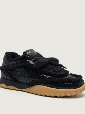 Pinko Ocieplane skórzane sneakersy Gea 02 | shearling czarny
