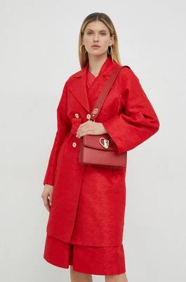 Pinko płaszcz damski kolor czerwony przejściowy dwurzędowy