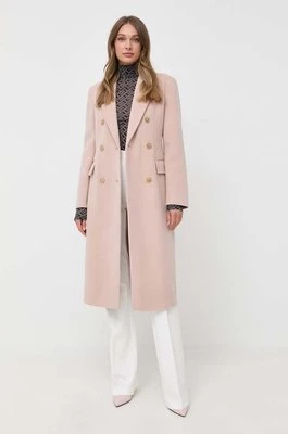 Pinko płaszcz wełniany kolor beżowy przejściowy dwurzędowy
