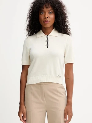 Pinko polo wełniane damskie kolor beżowy 105450 A2Q9