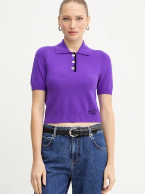Pinko polo wełniane damskie kolor fioletowy 105450 A2Q9