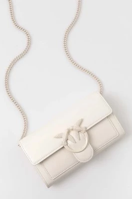 Pinko portfel skórzany damski kolor biały 100062 A124