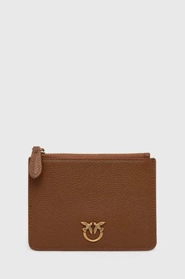 Pinko portfel skórzany damski kolor brązowy 102857.A158