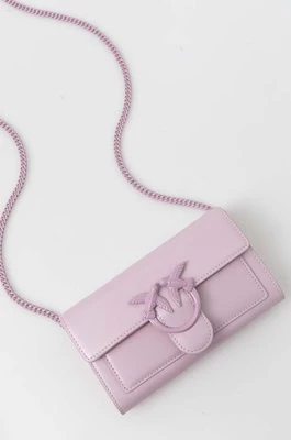 Pinko portfel skórzany damski kolor fioletowy 100062 A124