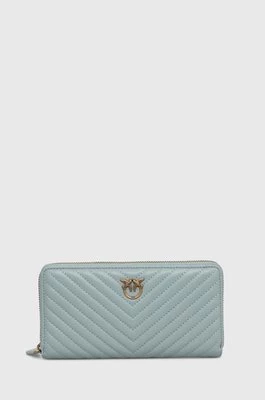 Pinko portfel skórzany damski kolor niebieski