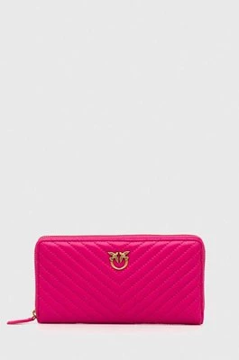 Pinko portfel skórzany damski kolor różowy 100250.A0GK