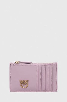 Pinko portfel skórzany kolor różowy