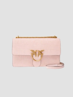 PINKO Różowa damska kopertówka Love One Mini DC Cocco Nabuccato