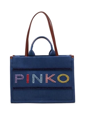 Pinko Shopperka SHOPPER DENIM RICAMO LOGO