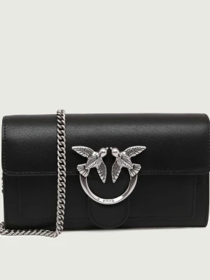 Pinko Skórzana listonoszka LOVE ONE WALLET C VITELLO SETA czarny