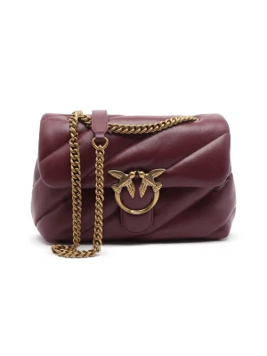 Pinko Skórzana listonoszka love puff classic bordowy