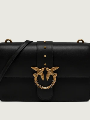 Pinko Skórzana listonoszka Ove One Classic New Buckle czarny