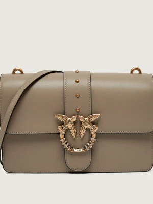 Pinko Skórzana listonoszka Ove One Classic New Buckle szary
