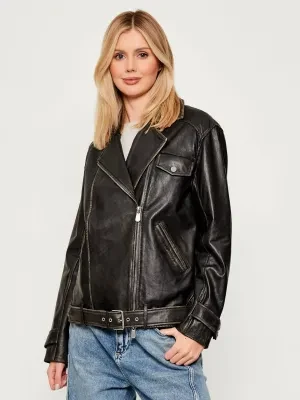 Pinko Skórzana ramoneska CACIOPEPE | Oversize fit