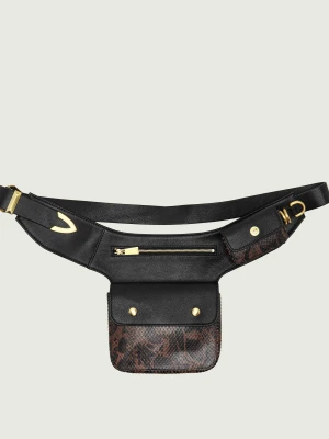 Pinko Skórzana saszetka nerka Marsupio New Biker Python brązowy