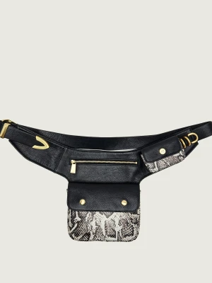 Pinko Skórzana saszetka nerka Marsupio New Biker Python czarny
