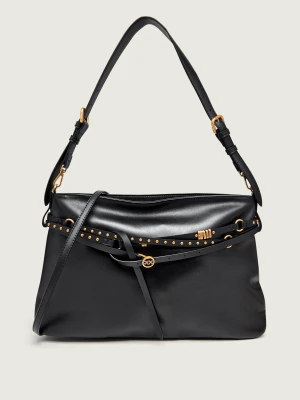 Pinko Skórzana torebka na ramię BELT BAG BIG czarny
