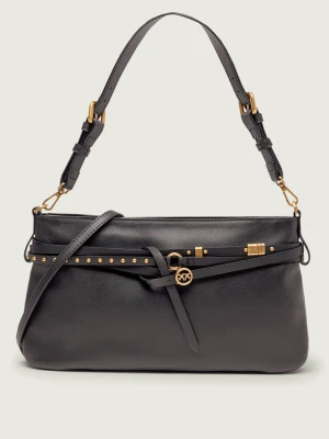 Pinko Skórzana torebka na ramię BELT BAG CLASSIC czarny