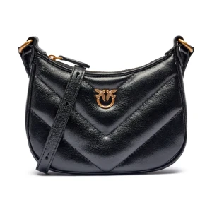 Pinko Skórzana torebka na ramię HALF MOON BABY