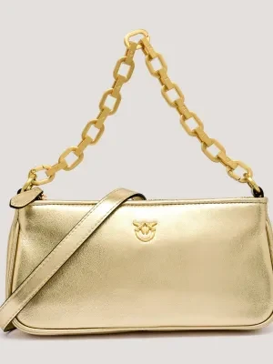 Pinko Skórzana torebka na ramię HALF MOON BAGUETTE MINI