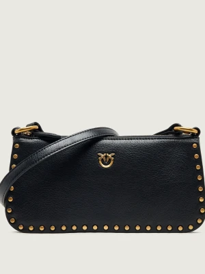 Pinko Skórzana torebka na ramię Half Moon Horizontal Mini czarny