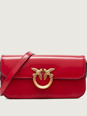 Pinko Skórzana torebka na ramię Love Box Horizontal czerwony