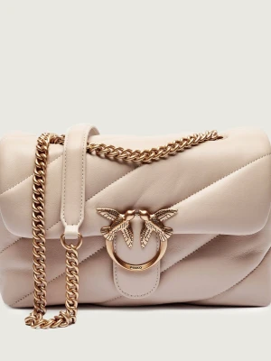 Pinko Skórzana torebka na ramię Love Classic Puff beżowy