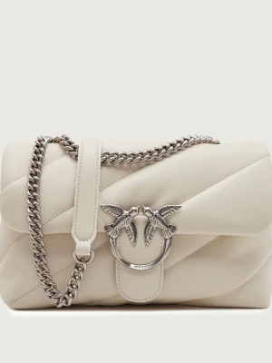 Pinko Skórzana torebka na ramię LOVE CLASSIC PUFF beżowy