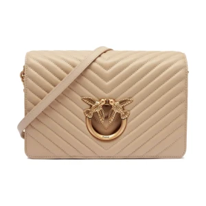 Pinko Skórzana torebka na ramię LOVE CLICK CLASSIC SHEEP NAPPA