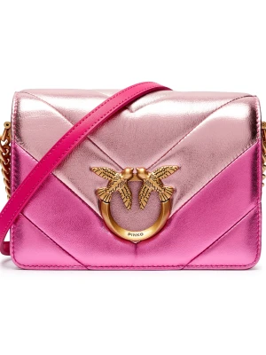 Pinko Skórzana torebka na ramię LOVE CLICK MINI BIG CHEVRON