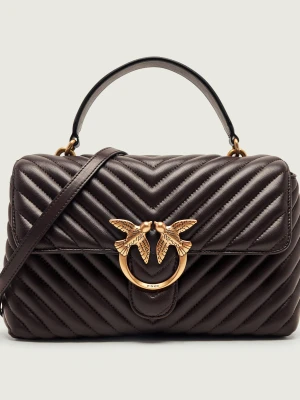 Pinko Skórzana torebka na ramię Love Lady Puff Classic brązowy