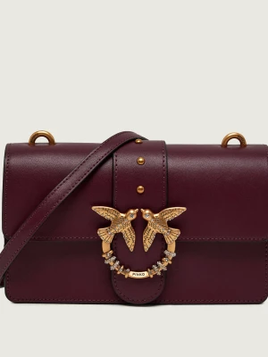 Pinko Skórzana torebka na ramię Love One Mini bordowy