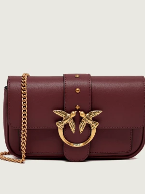 Pinko Skórzana torebka na ramię Love One Pocket bordowy