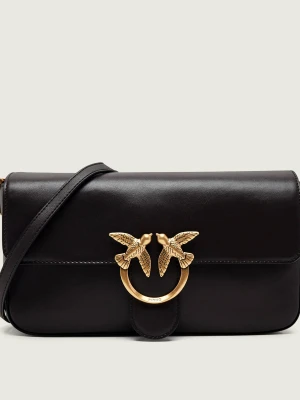 Pinko Skórzana torebka na ramię Love One Slouchy Classic brązowy