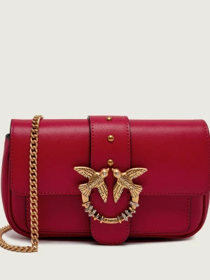 Pinko Skórzana torebka na ramię Love Pocket New Buckle czerwony