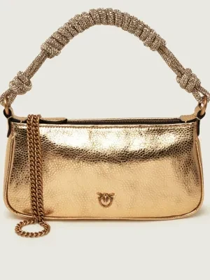 Pinko Skórzana torebka na ramię Mini Half Moon Baguette