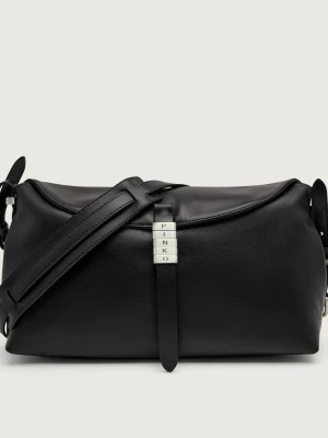 Pinko Skórzana torebka na ramię NEW SADDLE CLASSIC czarny
