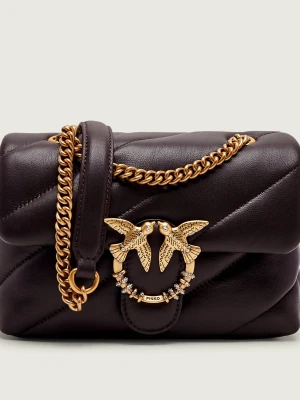 Pinko Skórzana torebka na ramię Puff Mini New Buckle brązowy